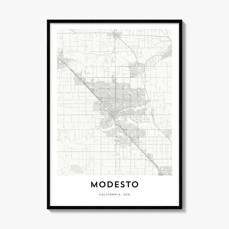 Modesto Map Poster, framed poster mockup