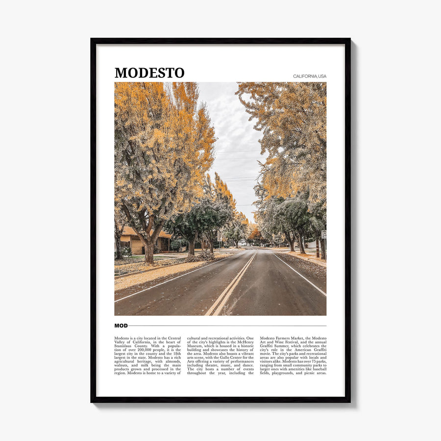 Modesto Travel Poster, framed poster mockup