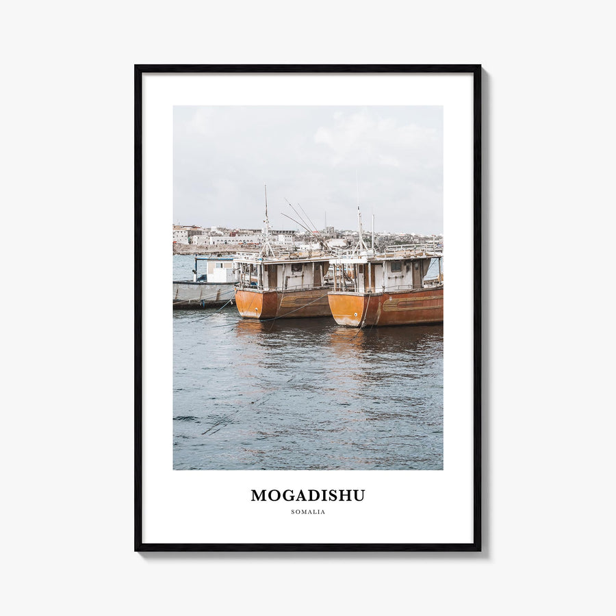 Mogadishu colorful classic poster of Somalia – vertical wall art, unframed print shown in interior mockup