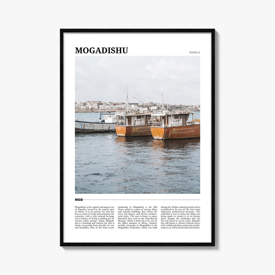 Mogadishu colorful travel poster of Somalia – vertical wall art, unframed print shown in interior mockup
