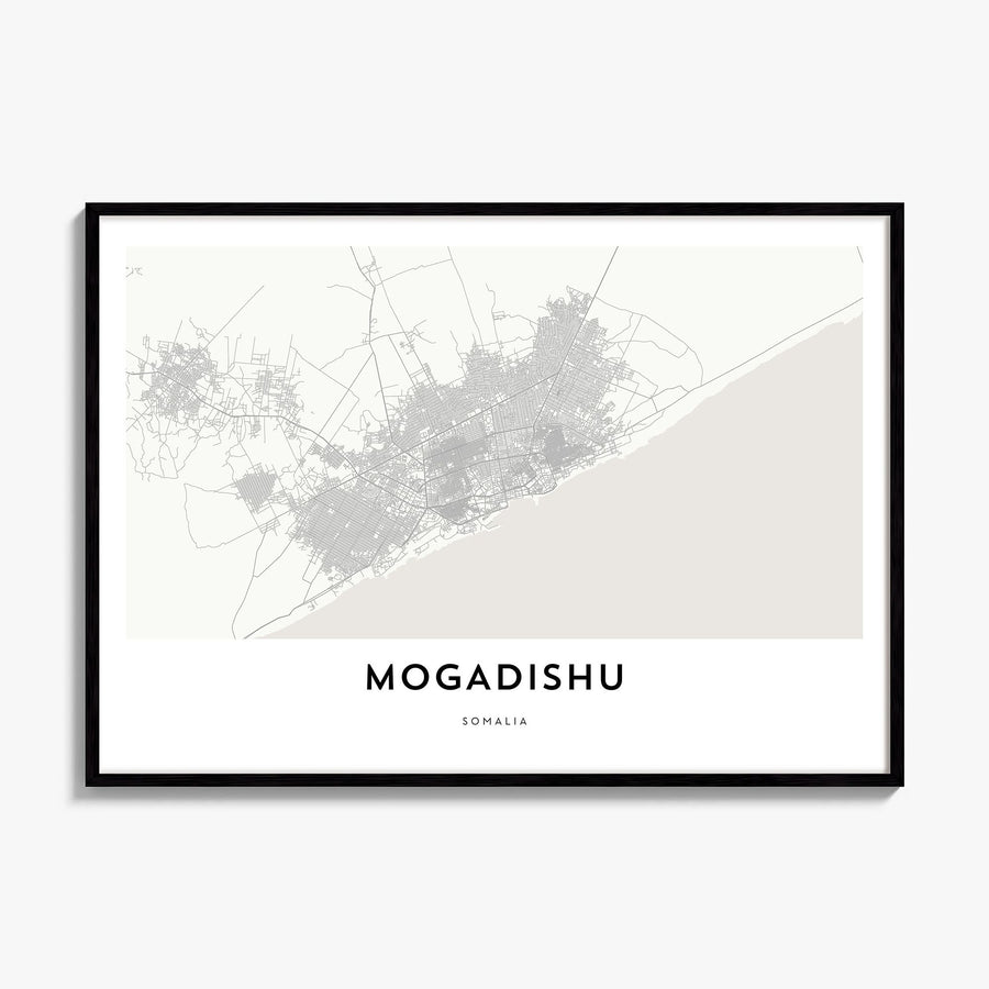 Mogadishu Map Poster, framed poster mockup