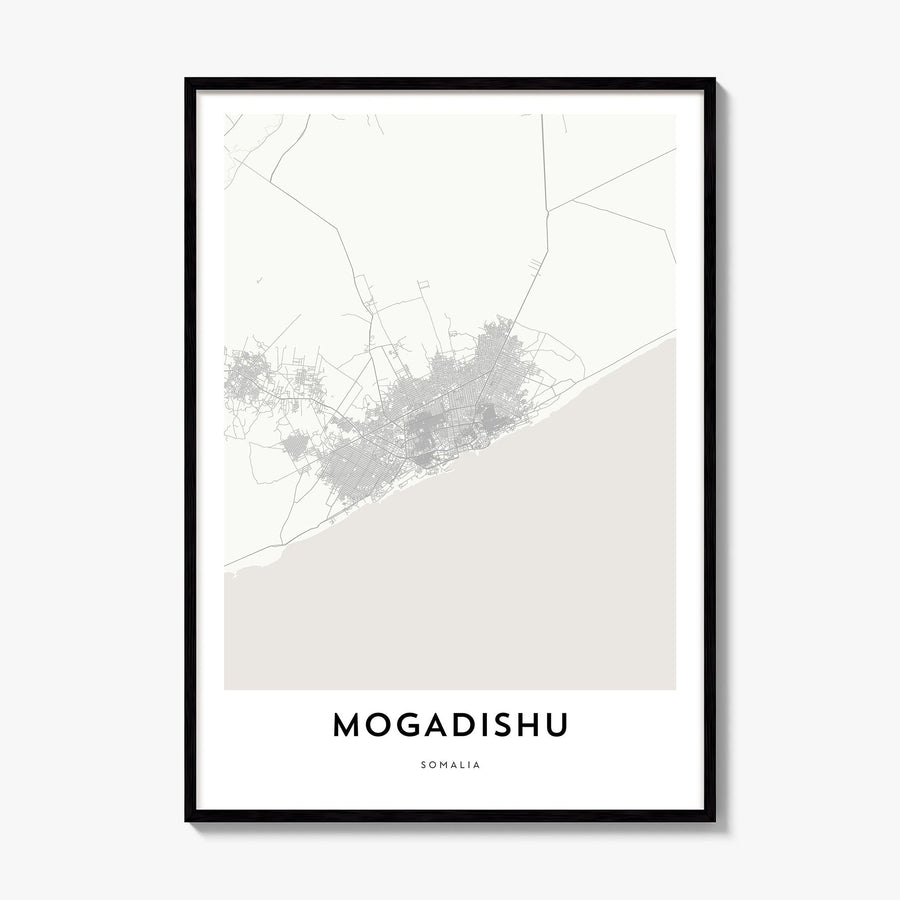 Mogadishu Map Poster, framed poster mockup