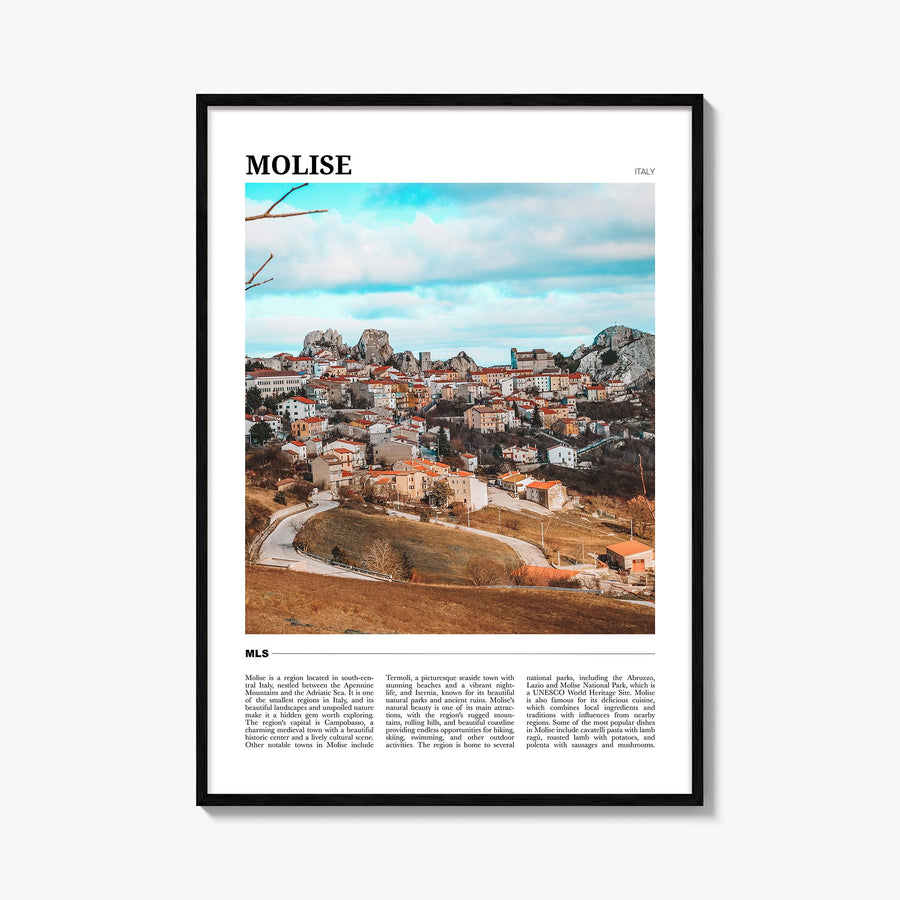 Molise colorful travel poster of Italy – vertical wall art, unframed print shown in interior mockup
