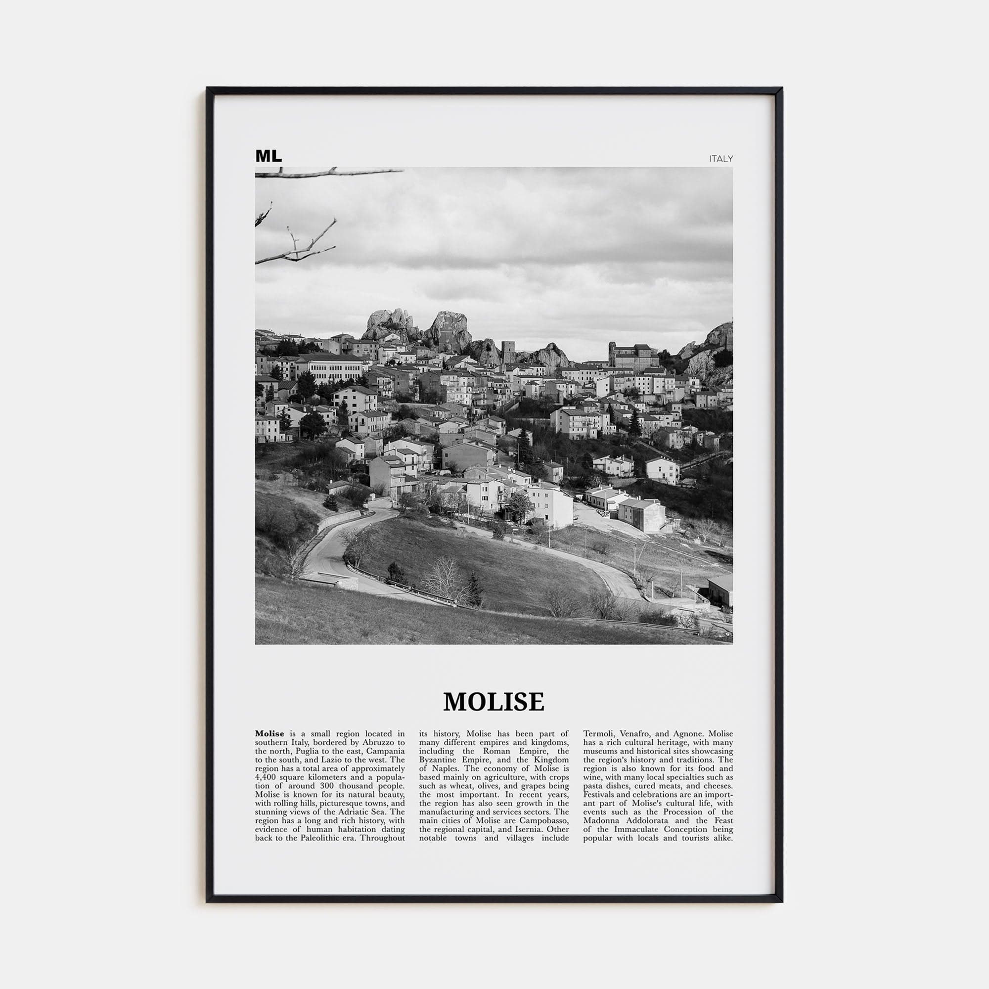 Molise Poster None / 8x12 in Nbourhood Travel B&W Poster