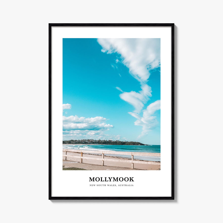 Mollymook colorful classic poster of New South Wales, Australia – vertical wall art, unframed print shown in interior mockup