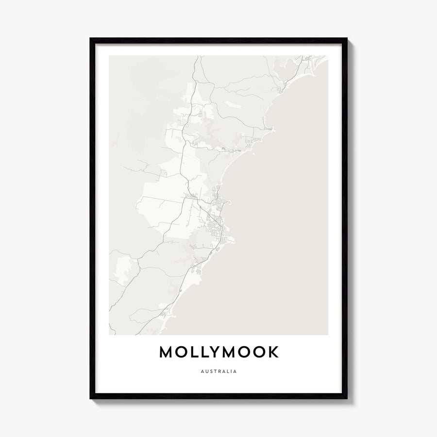 Mollymook Map Poster, framed poster mockup