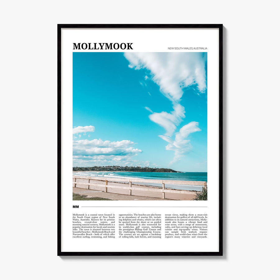 Mollymook Travel Poster, framed poster mockup