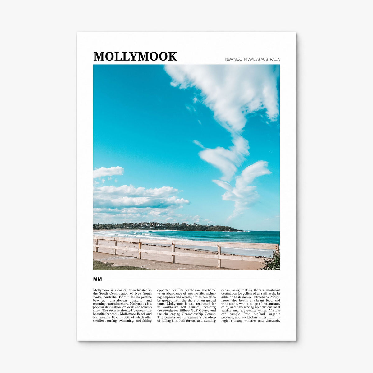 Mollymook Travel Poster, print only (unframed)