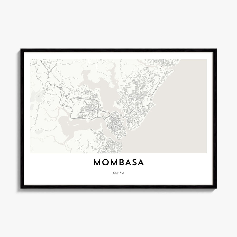 Mombasa Map Poster, framed poster mockup