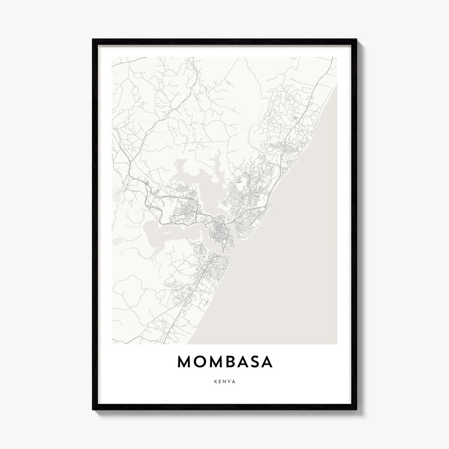 Mombasa Map Poster, framed poster mockup