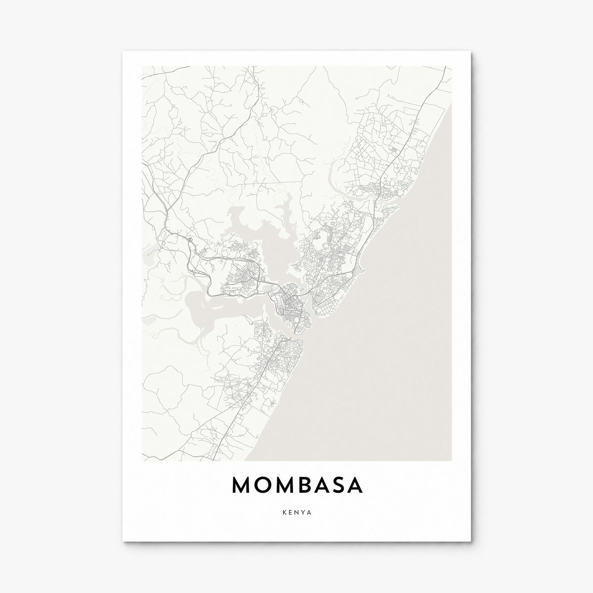 Mombasa Map Poster, print only (unframed)