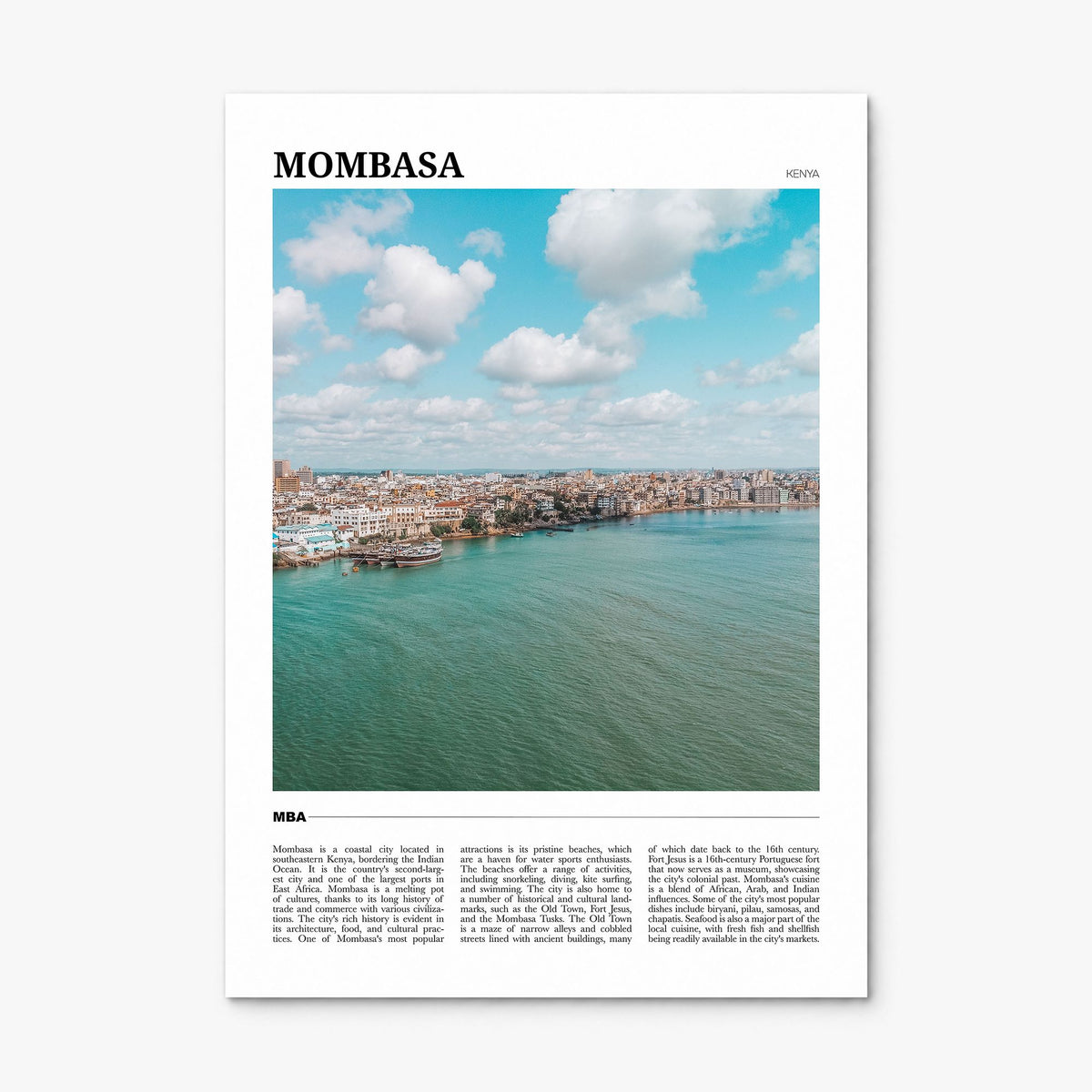 Mombasa Travel Poster, print only (unframed)