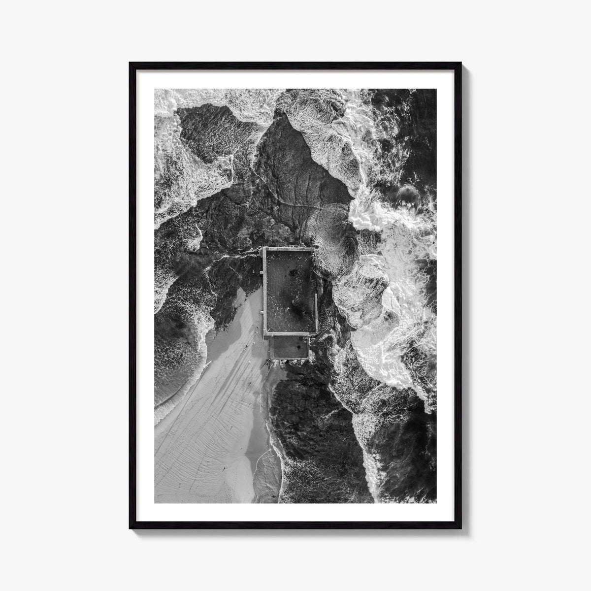 Mona Vale black & white photo poster of Australia – vertical wall art, unframed print shown in interior mockup