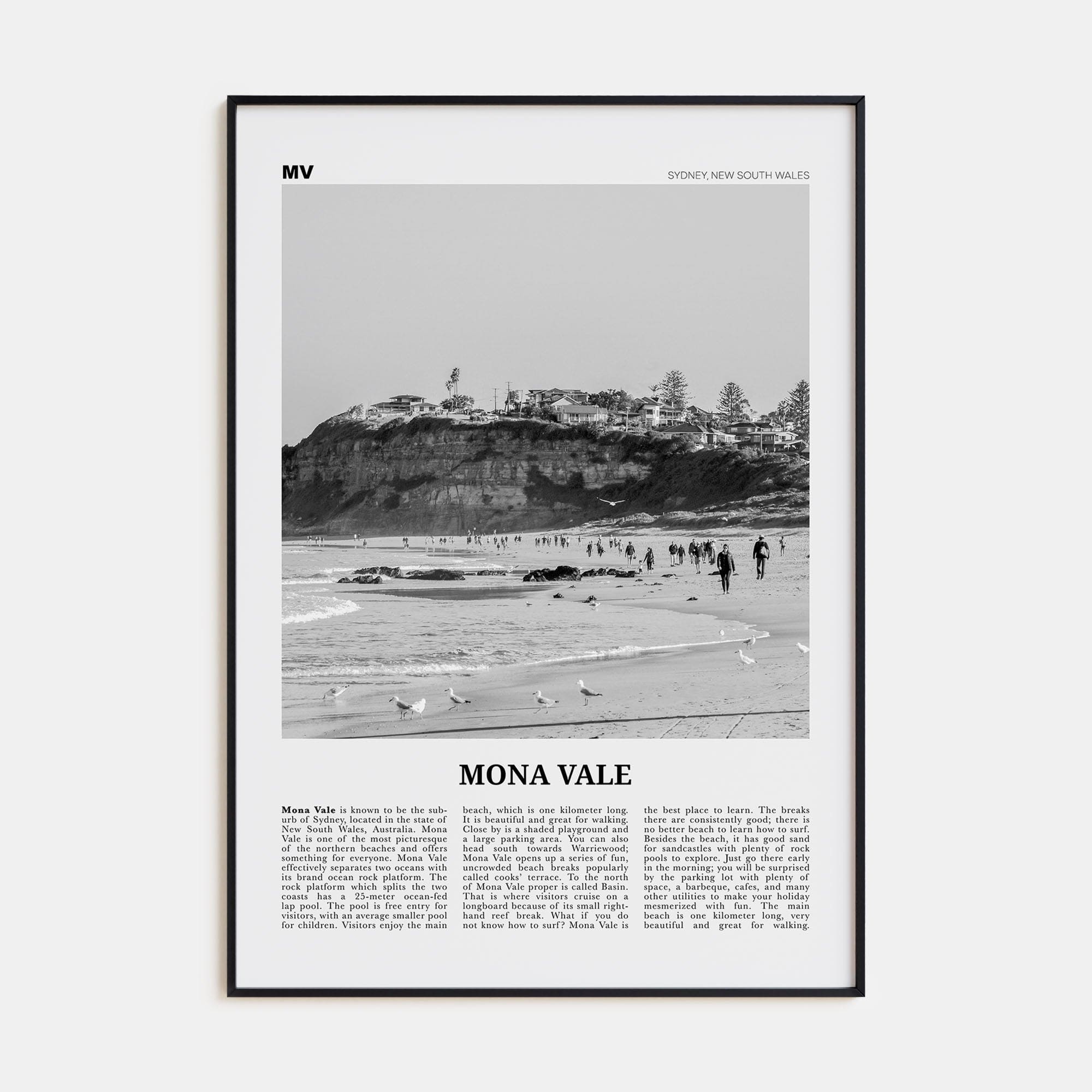 Mona Vale Poster None / 8x12 in Nbourhood Travel B&W Poster