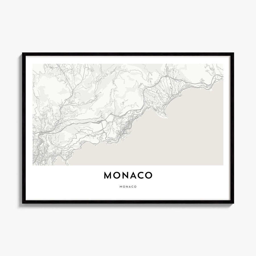 Monaco Map Poster, framed poster mockup