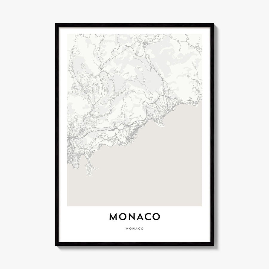 Monaco Map Poster, framed poster mockup
