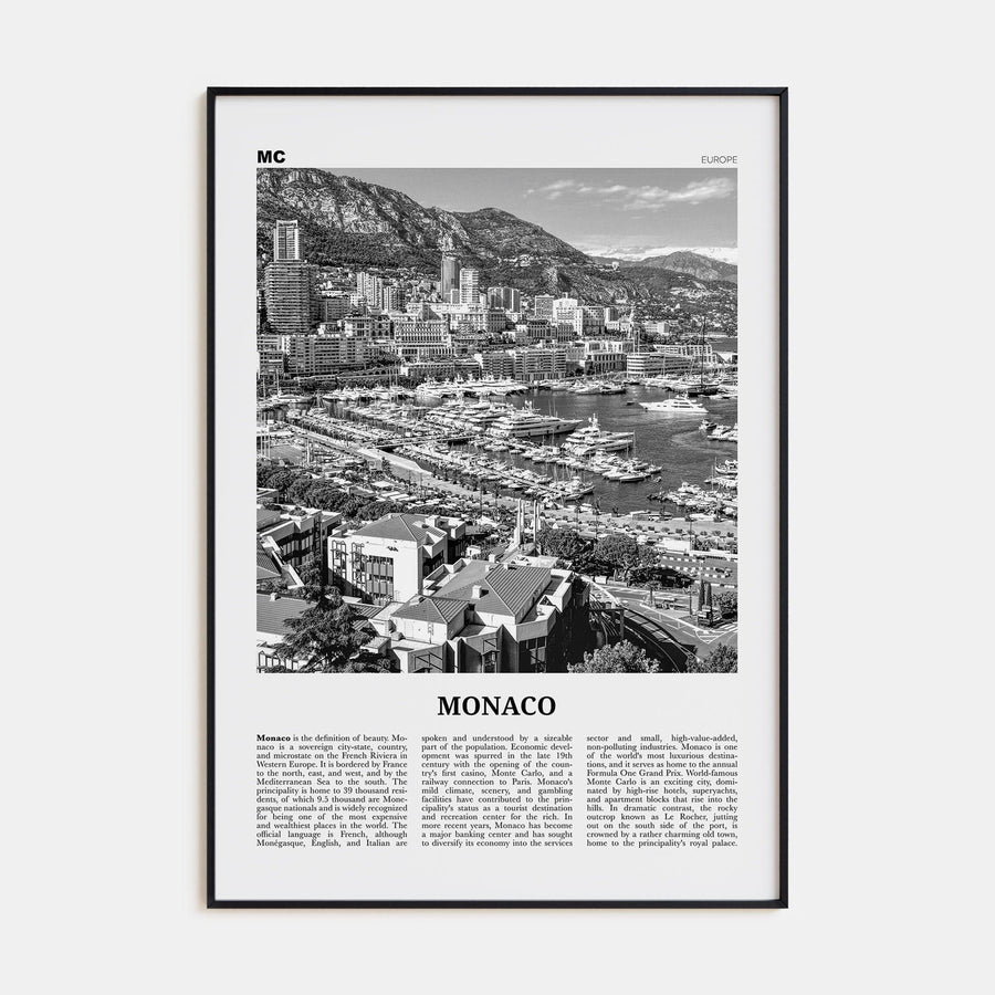 Monaco Poster None / 8x12 in Nbourhood Travel B&W Poster