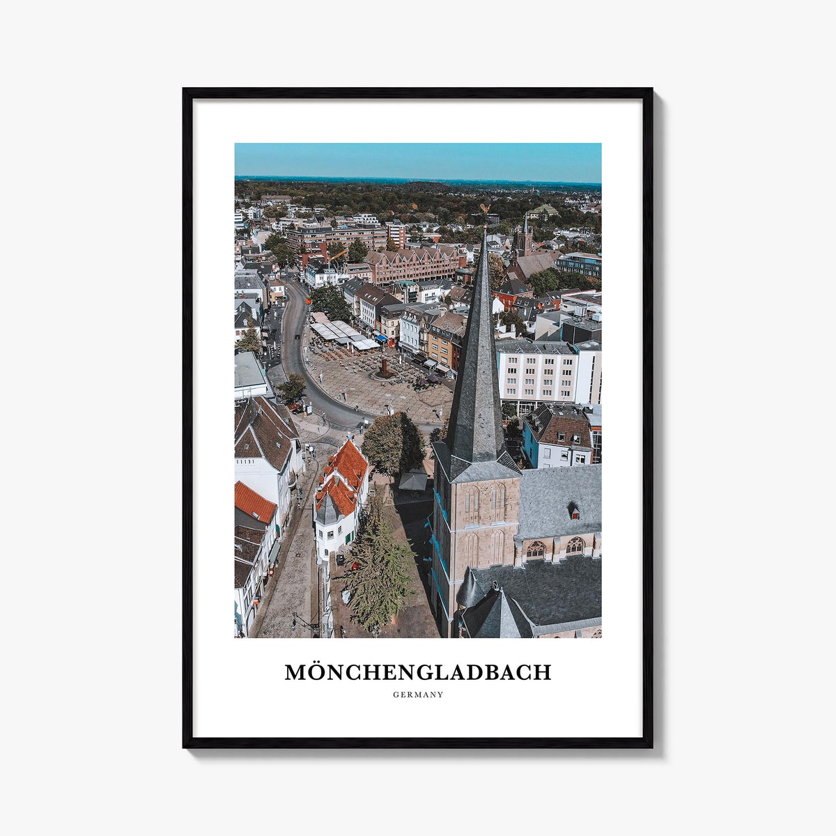 Mönchengladbach colorful classic poster of Germany – vertical wall art, unframed print shown in interior mockup