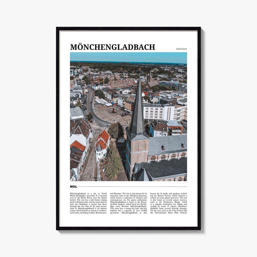Mönchengladbach colorful travel poster of Germany – vertical wall art, unframed print shown in interior mockup