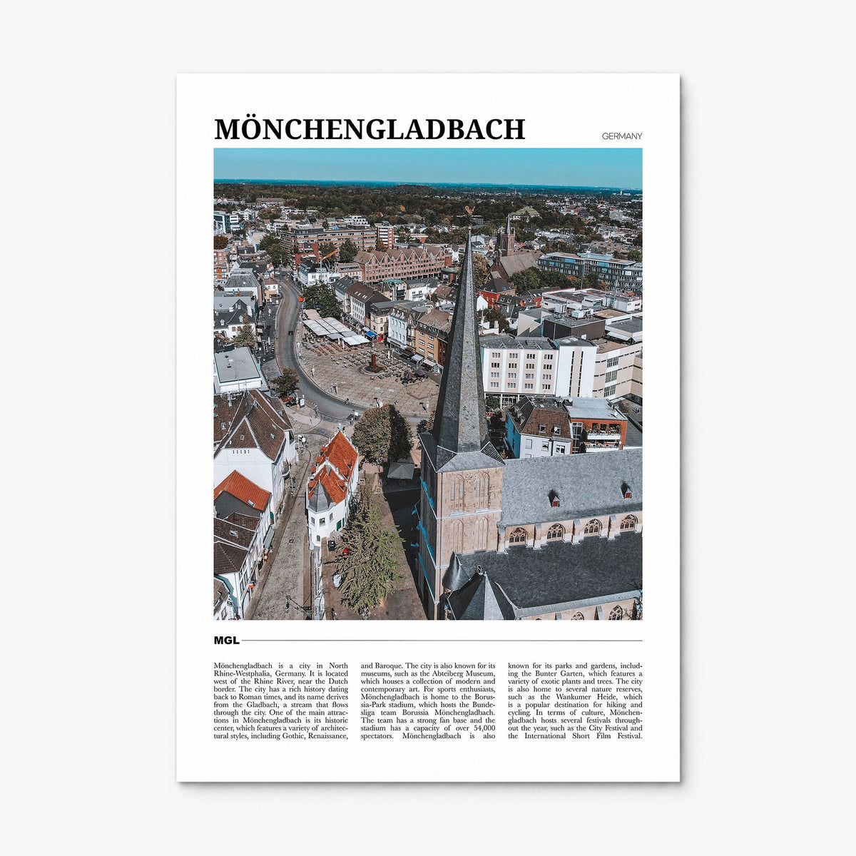 Mönchengladbach Travel Poster, print only (unframed)