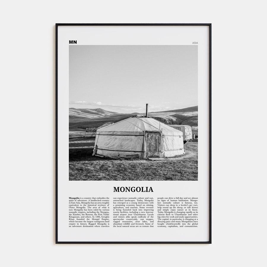 Mongolia Poster None / 8x12 in Nbourhood Travel B&W Poster