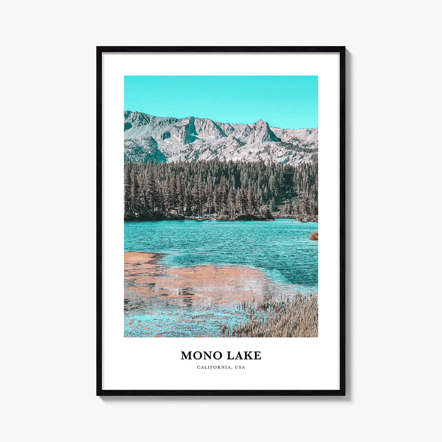 Mono Lake colorful classic poster of California, USA – vertical wall art, unframed print shown in interior mockup
