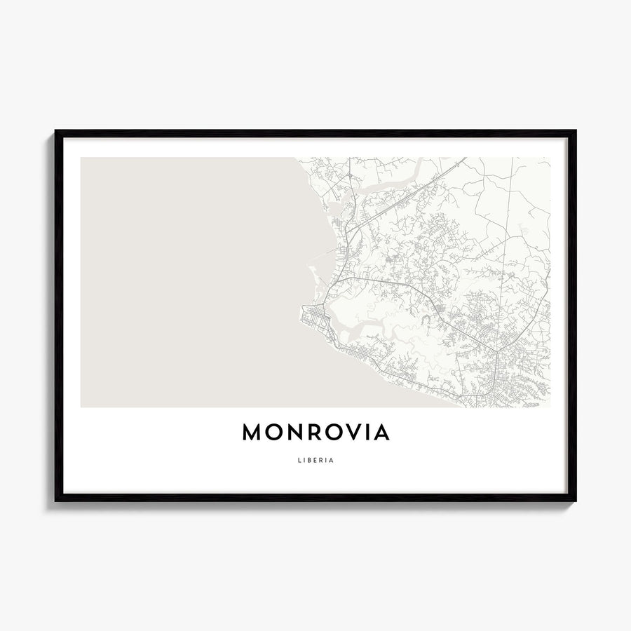 Monrovia Map Poster, framed poster mockup