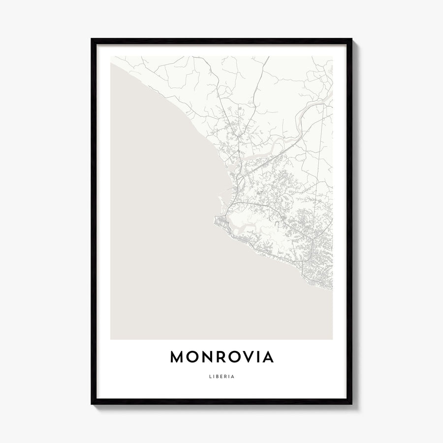 Monrovia Map Poster, framed poster mockup