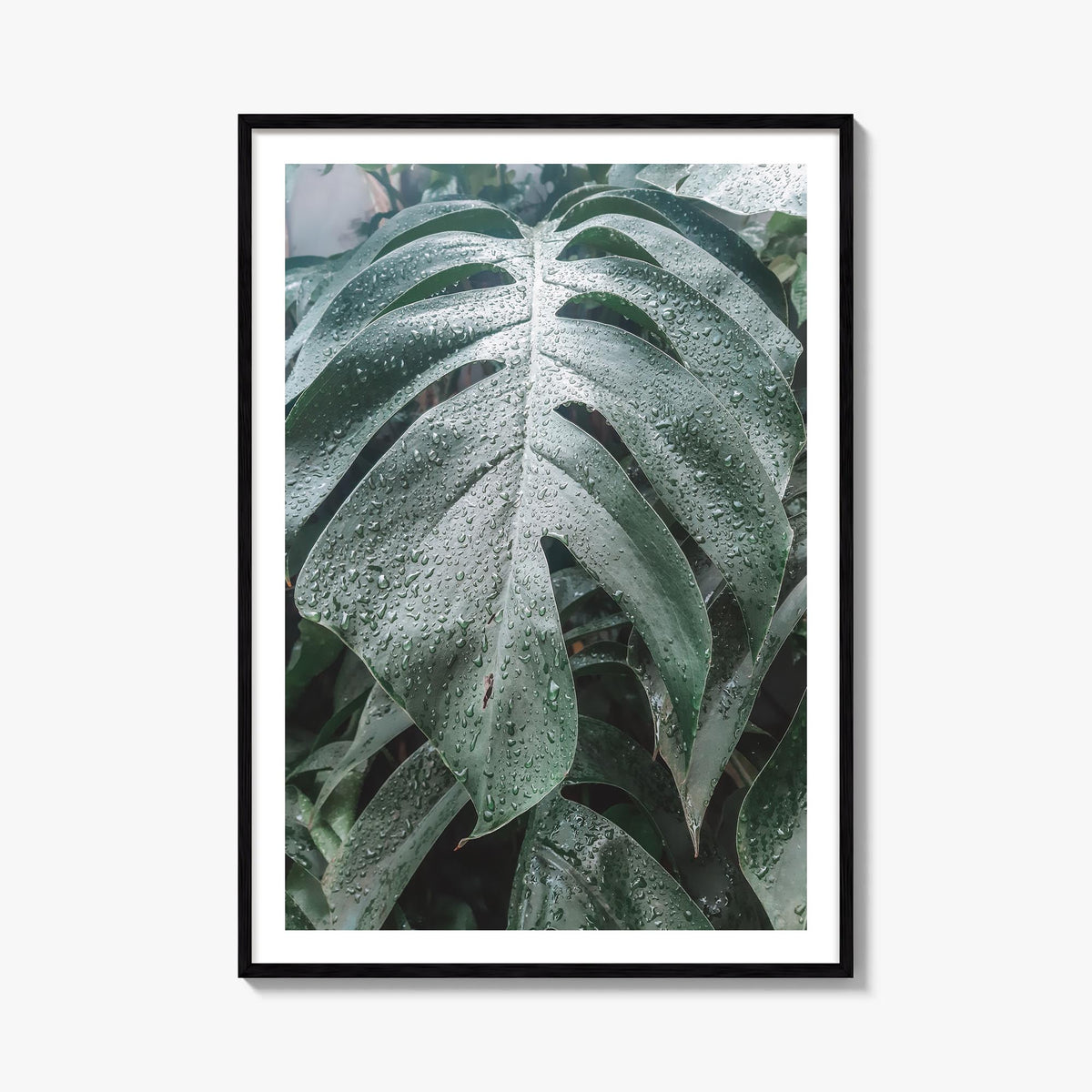 Monstera Leaf colorful photo poster – vertical wall art, unframed print shown in interior mockup