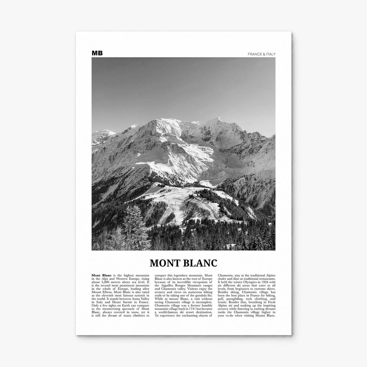 Mont Blanc Newspaper Poster, print only (unframed)