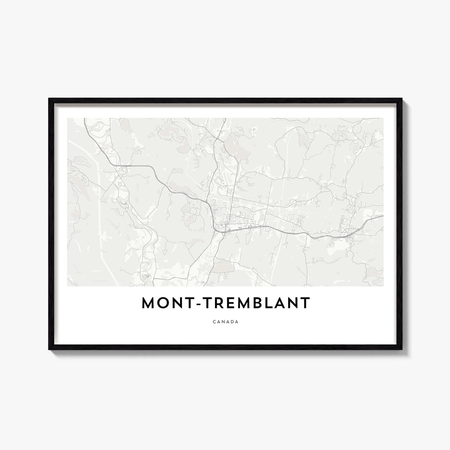 Mont-Tremblant black & white map poster of Canada – horizontal wall art, unframed print shown in interior mockup