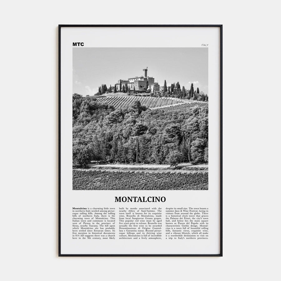 Montalcino Poster None / 8x12 in Nbourhood Travel B&W Poster