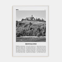 Montalcino Poster White Wood / 8x12 in Nbourhood Travel B&W Poster