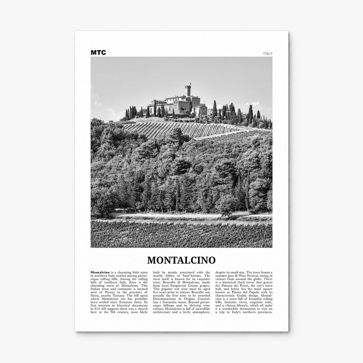 Montalcino Newspaper Poster, print only (unframed)