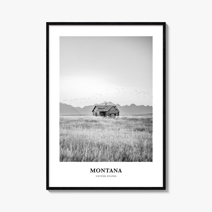 Montana no. 1 black & white classic poster of United States – vertical wall art, unframed print shown in interior mockup