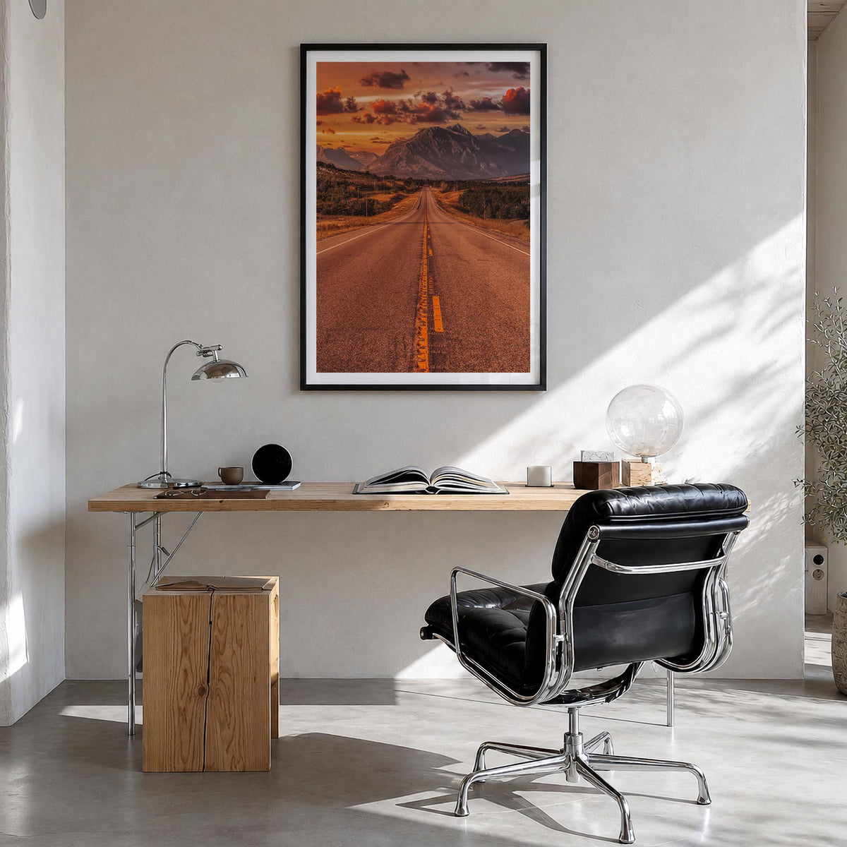 Montana no. 1 colorful photo poster of United States – vertical wall art in black wood frame with white border, hanging on wa