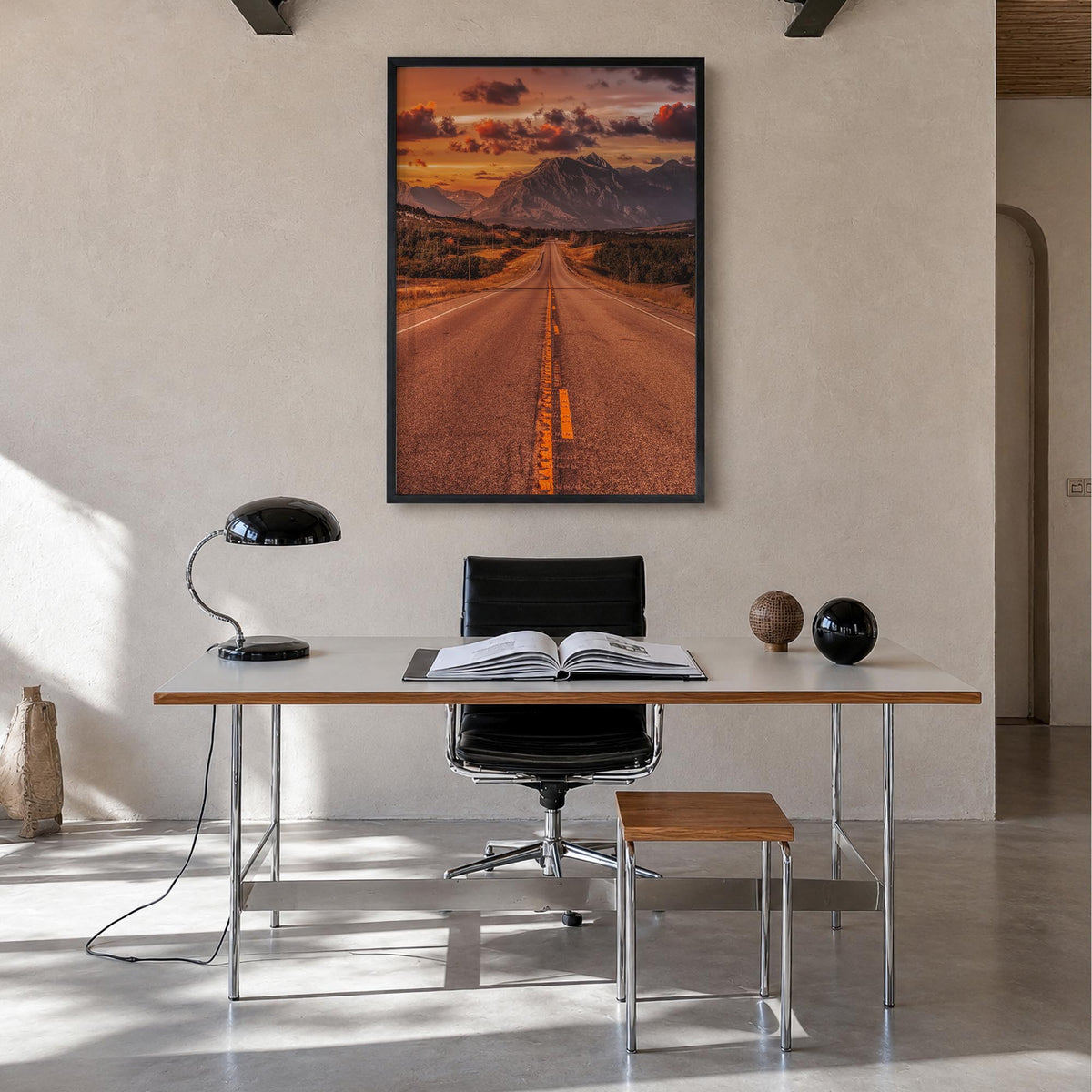 Montana no. 1 colorful photo poster of United States – vertical wall art in black wood frame, hanging on wall
