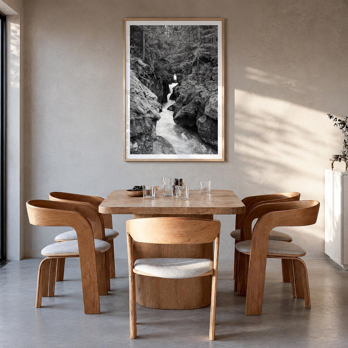 Montana no. 2 black & white photo poster of United States – vertical wall art in natural wood frame with white border, hangin