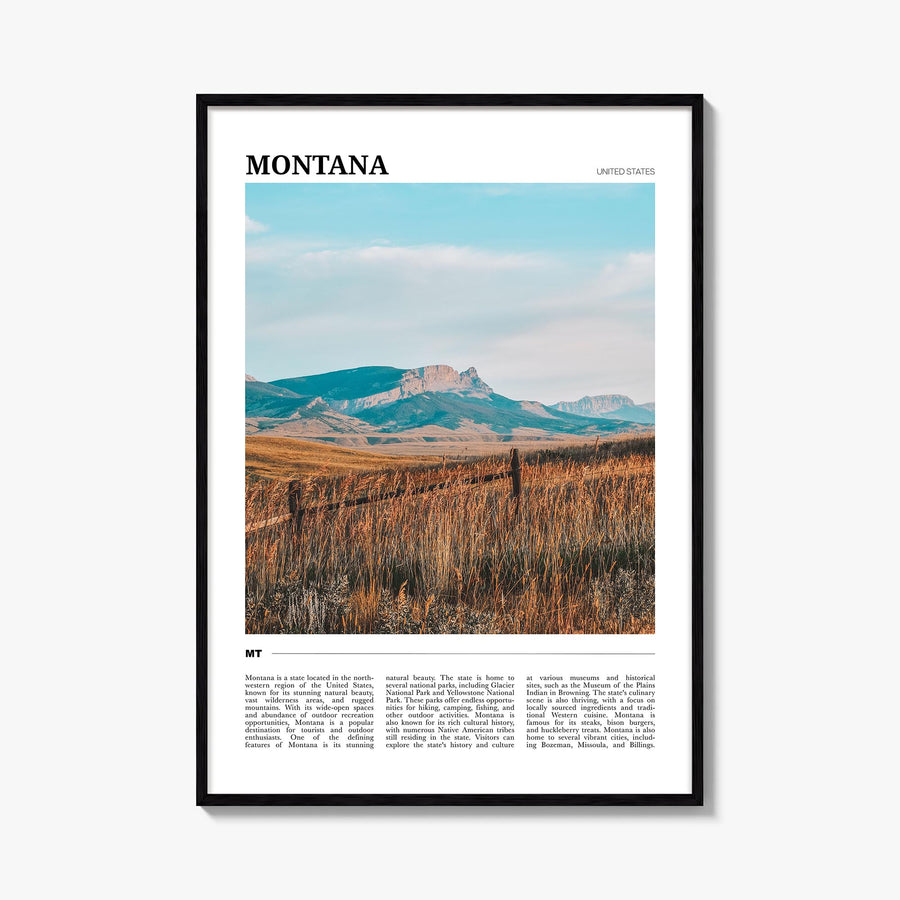 Montana no. 2 colorful travel poster of United States – vertical wall art, unframed print shown in interior mockup