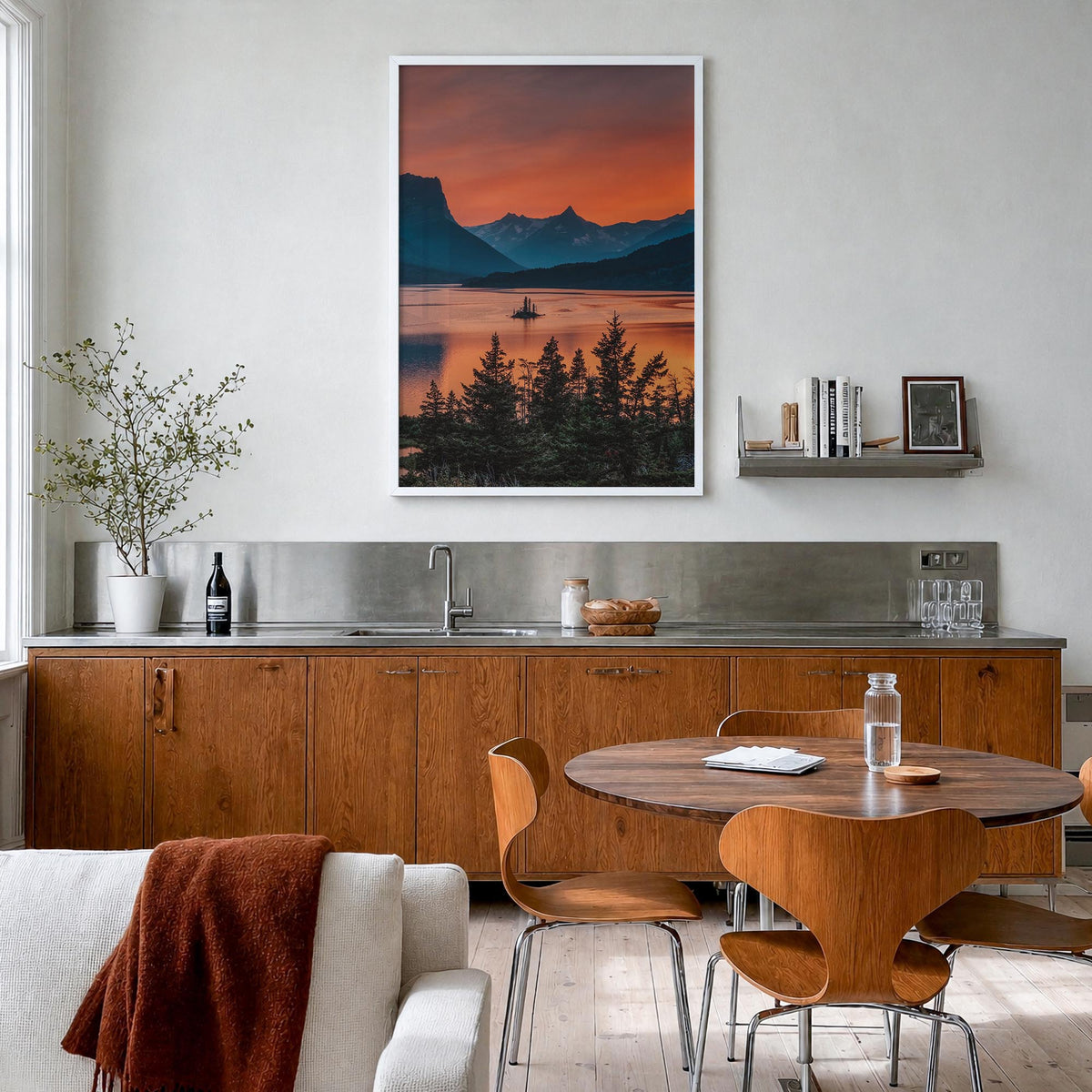 Montana no. 3 colorful photo poster of United States – vertical wall art in white wood frame, hanging on wall