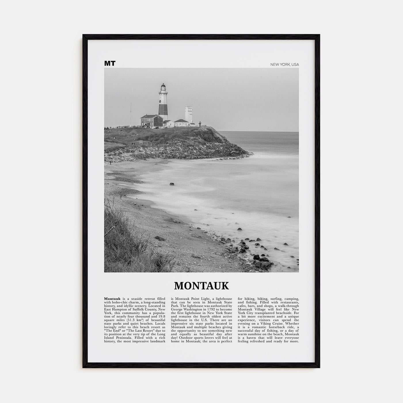 Montauk No 2 Poster Black Wood / 8x12 in Nbourhood Travel B&W Poster