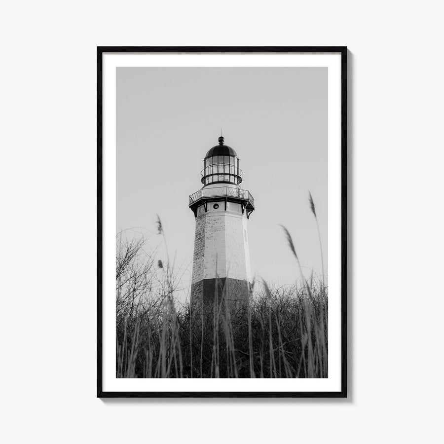 Montauk no. 3 black & white photo poster of New York, USA – vertical wall art, unframed print shown in interior mockup