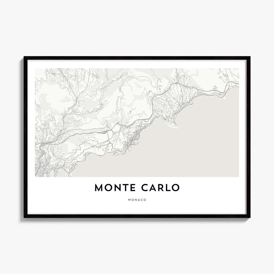 Monte Carlo Map Poster, framed poster mockup