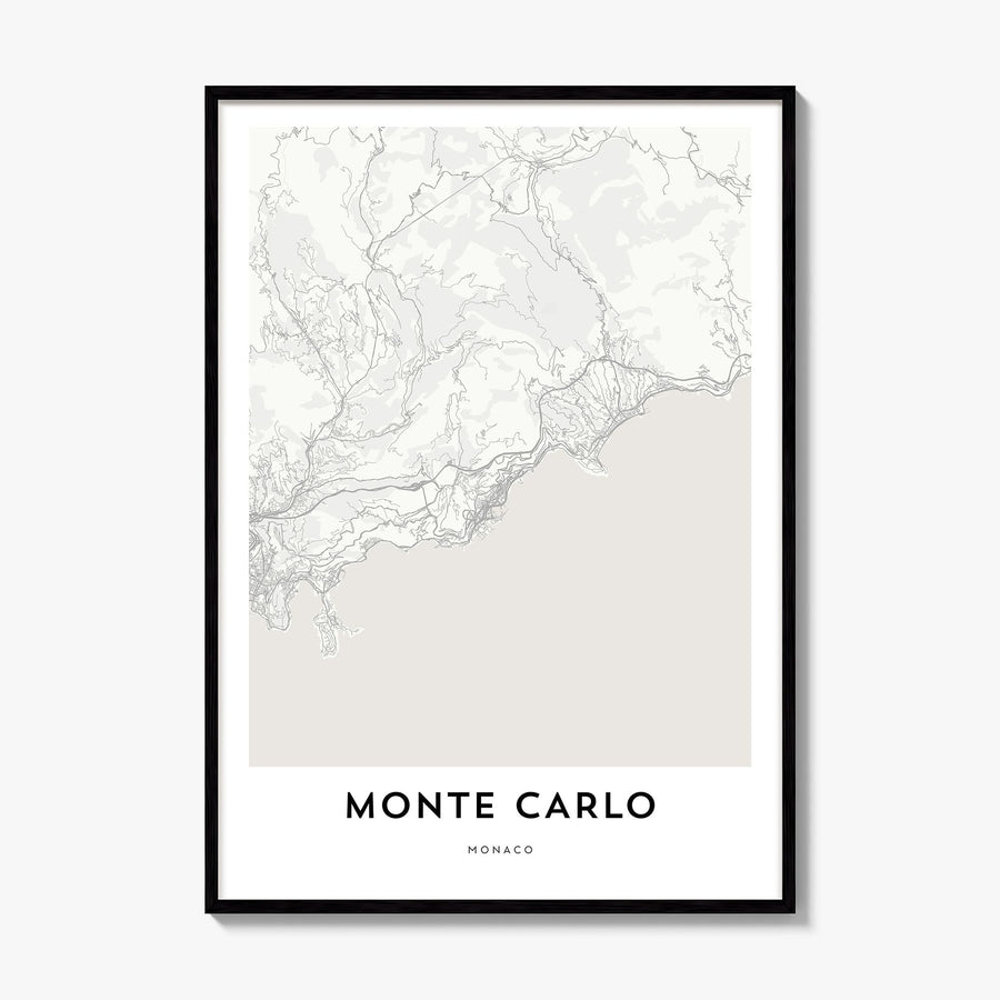 Monte Carlo Map Poster, framed poster mockup