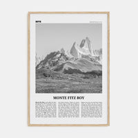 Monte Fitz Roy Poster Natural Wood / 8x12 in Nbourhood Travel B&W Poster