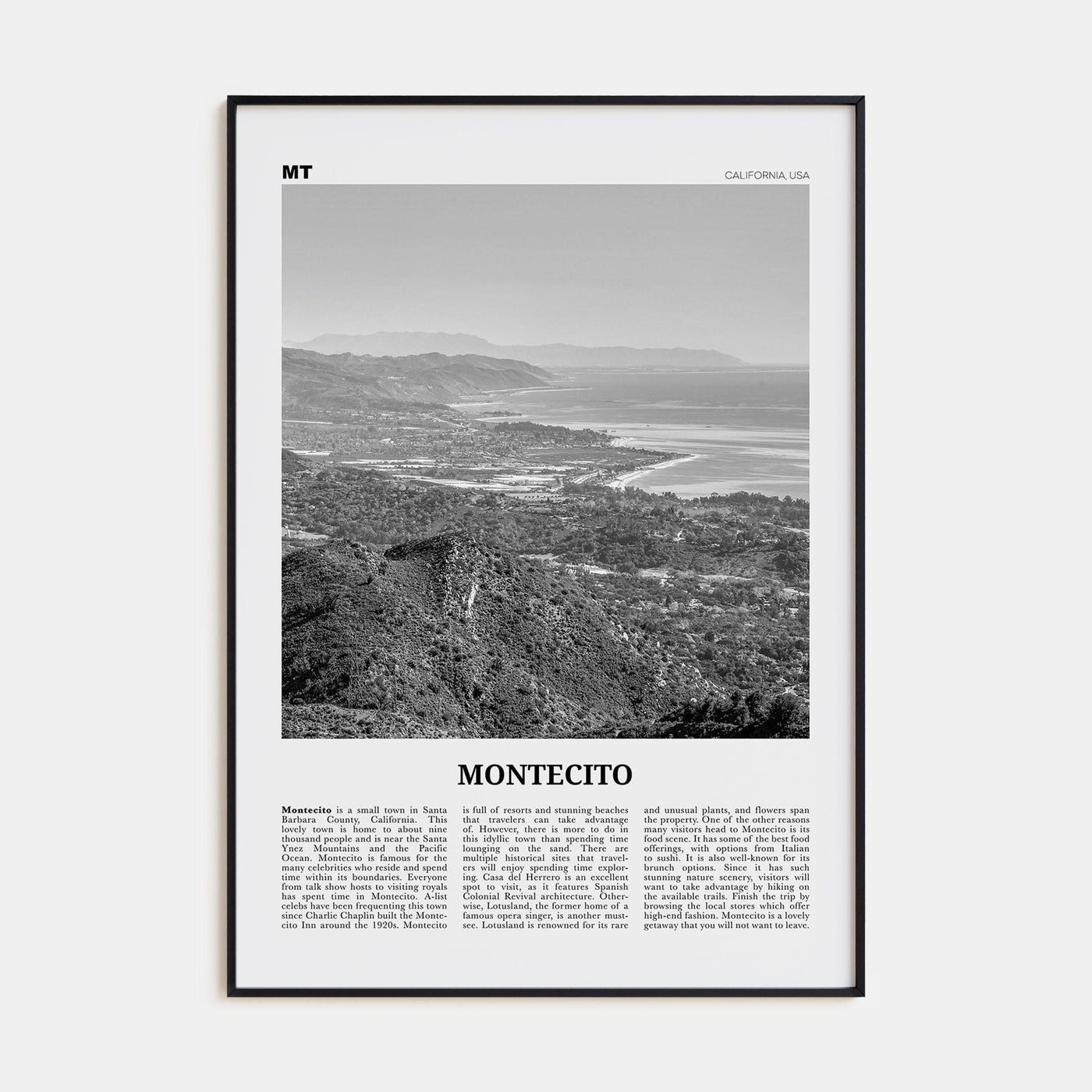 Montecito Poster None / 8x12 in Nbourhood Travel B&W Poster