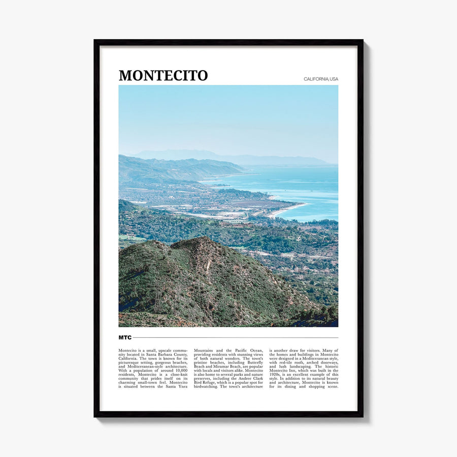 Montecito Travel Poster, framed poster mockup