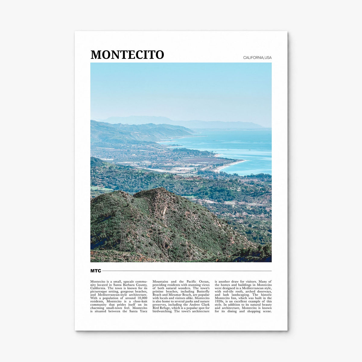 Montecito Travel Poster, print only (unframed)