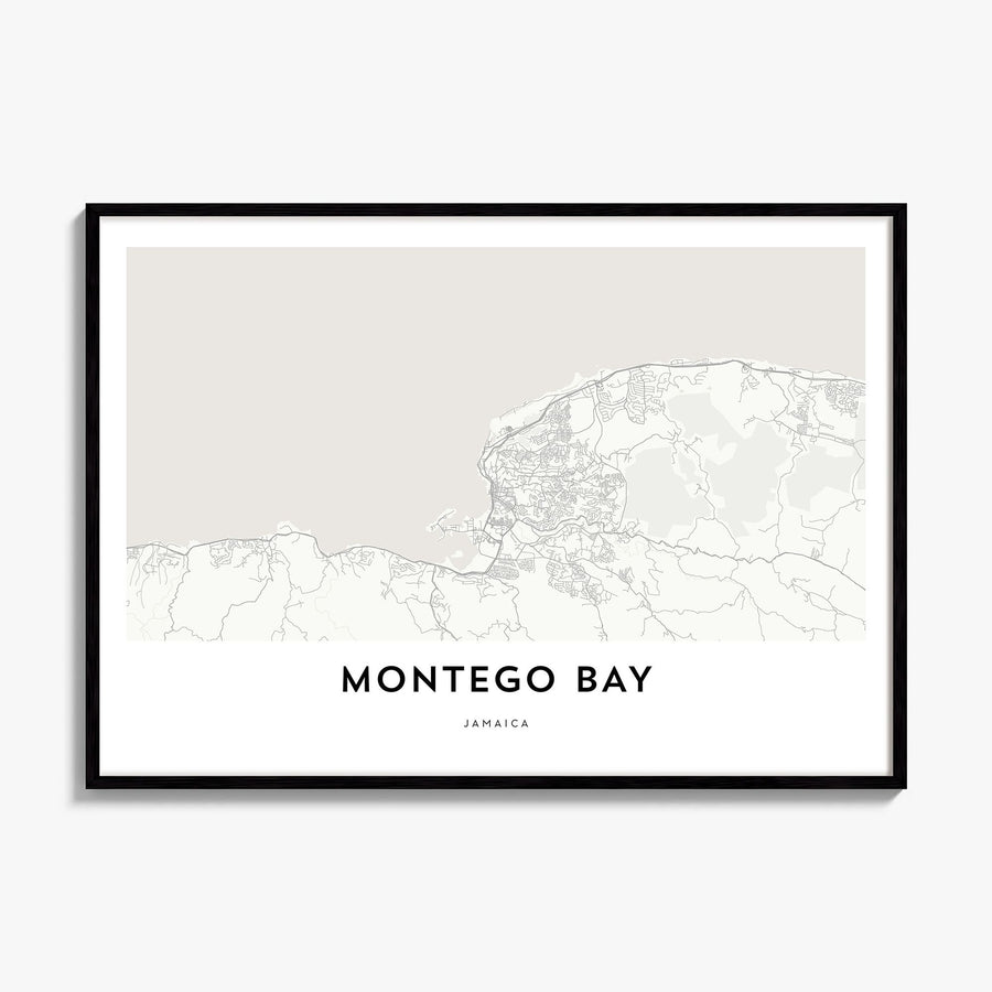 Montego Bay Map Poster, framed poster mockup