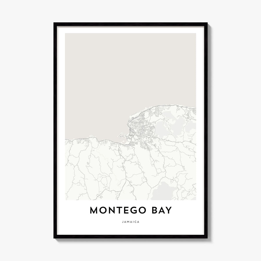 Montego Bay Map Poster, framed poster mockup